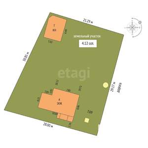 Дом 55м², 1-этажный, участок 4 сот.