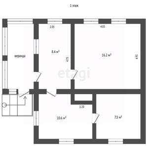 Дом 43м&sup2;, 1-этажный, участок 3 сот.  