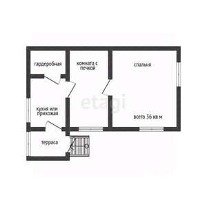 Дом 40м&sup2;, 1-этажный, участок 6 сот.  