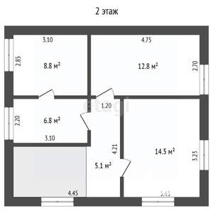 Дом 102м&sup2;, 2-этажный, участок 13 сот.  