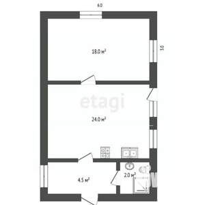 Дом 46м&sup2;, 1-этажный, участок 10 сот.  