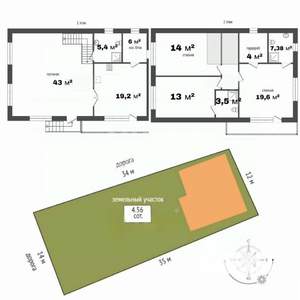 Дом 178м&sup2;, 2-этажный, участок 5 сот.  