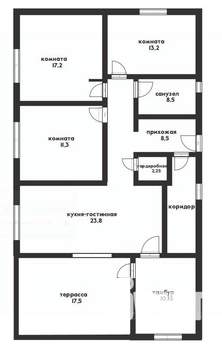 Дом 125м², 1-этажный, участок 4 сот.  