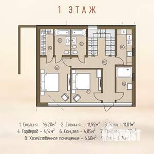 Коттедж 185м&sup2;, 2-этажный, участок 3 сот.  
