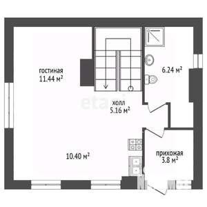 Дом 80м&sup2;, 1-этажный, участок 4 сот.  