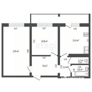 2-к квартира, вторичка, 54м2, 1/16 этаж