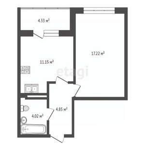 1-к квартира, вторичка, 37м2, 5/6 этаж
