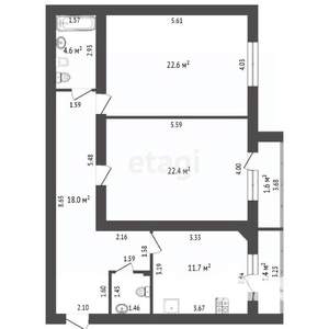 2-к квартира, вторичка, 81м2, 5/7 этаж