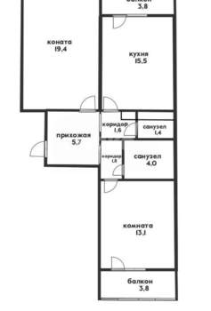 2-к квартира, вторичка, 63м2, 4/16 этаж