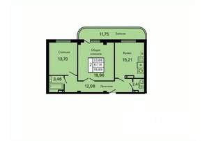 2-к квартира, вторичка, 79м2, 9/9 этаж