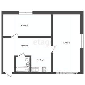 2-к квартира, вторичка, 40м2, 1/3 этаж