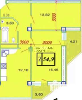 2-к квартира, вторичка, 55м2, 3/7 этаж