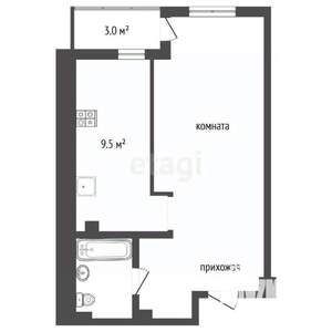 1-к квартира, вторичка, 37м2, 1/4 этаж