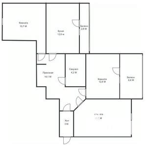3-к квартира, вторичка, 84м2, 8/10 этаж