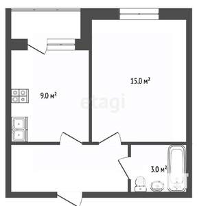 1-к квартира, вторичка, 30м2, 4/4 этаж