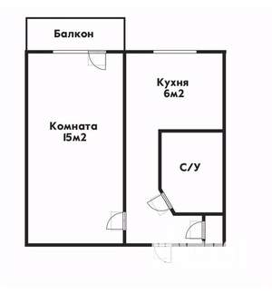 1-к квартира, вторичка, 29м2, 4/5 этаж