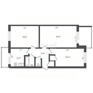 3-к квартира, вторичка, 59м2, 4/5 этаж