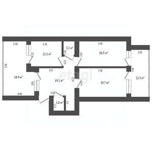 2-к квартира, вторичка, 72м2, 4/7 этаж