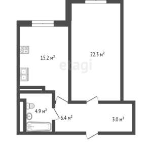 1-к квартира, вторичка, 51м2, 6/6 этаж