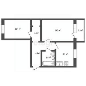 2-к квартира, вторичка, 44м2, 5/5 этаж