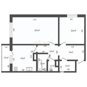 2-к квартира, вторичка, 59м2, 14/16 этаж