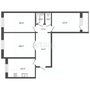 3-к квартира, вторичка, 67м2, 1/9 этаж