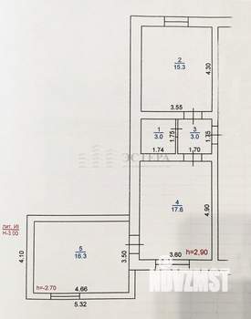 2-к квартира, вторичка, 55м2, 1/2 этаж