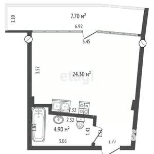 Студия квартира, вторичка, 29м2, 1/15 этаж