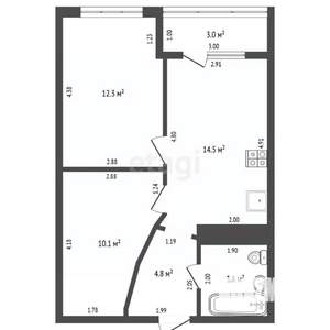 2-к квартира, вторичка, 49м2, 2/9 этаж
