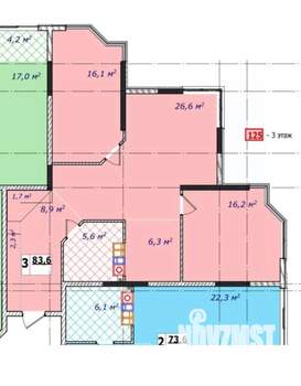 2-к квартира, вторичка, 84м2, 3/6 этаж