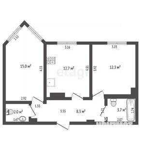 2-к квартира, вторичка, 54м2, 6/9 этаж