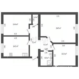 3-к квартира, вторичка, 85м2, 1/3 этаж