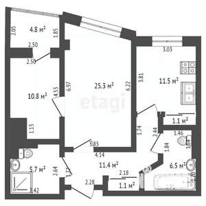 2-к квартира, вторичка, 73м2, 2/11 этаж