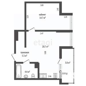 2-к квартира, вторичка, 45м2, 2/9 этаж