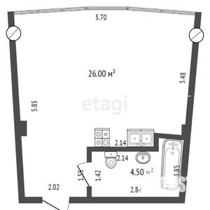 Студия квартира, вторичка, 31м2, 1/17 этаж