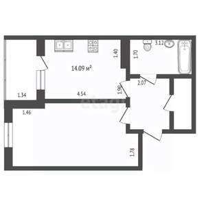 1-к квартира, вторичка, 47м2, 3/8 этаж