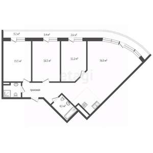 4-к квартира, вторичка, 101м2, 2/6 этаж