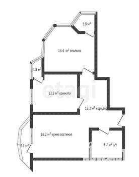 2-к квартира, вторичка, 60м2, 6/9 этаж