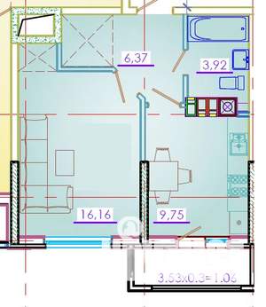 1-к квартира, вторичка, 37м2, 6/7 этаж
