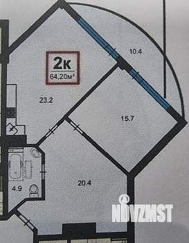 2-к квартира, вторичка, 64м2, 6/6 этаж