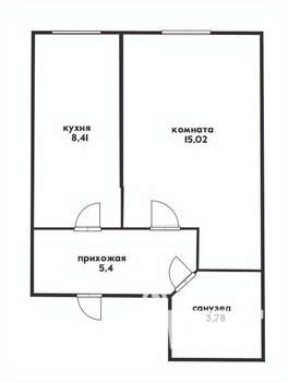1-к квартира, вторичка, 33м2, -1/7 этаж
