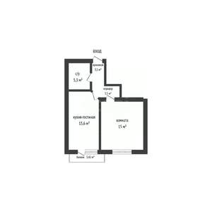 1-к квартира, вторичка, 43м2, 1/5 этаж