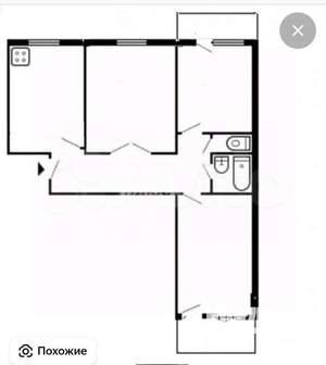 3-к квартира, вторичка, 61м2, 9/9 этаж