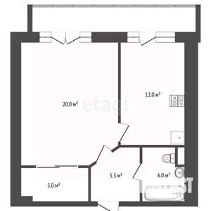 1-к квартира, вторичка, 52м2, 7/8 этаж