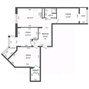 3-к квартира, вторичка, 84м2, 6/8 этаж