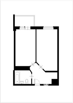 1-к квартира, вторичка, 46м2, 1/4 этаж