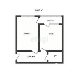 1-к квартира, вторичка, 47м2, 3/8 этаж
