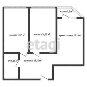 2-к квартира, вторичка, 77м2, 1/8 этаж