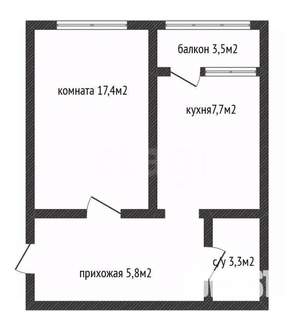 1-к квартира, вторичка, 34м2, 3/11 этаж