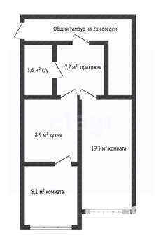 2-к квартира, вторичка, 47м2, 2/5 этаж